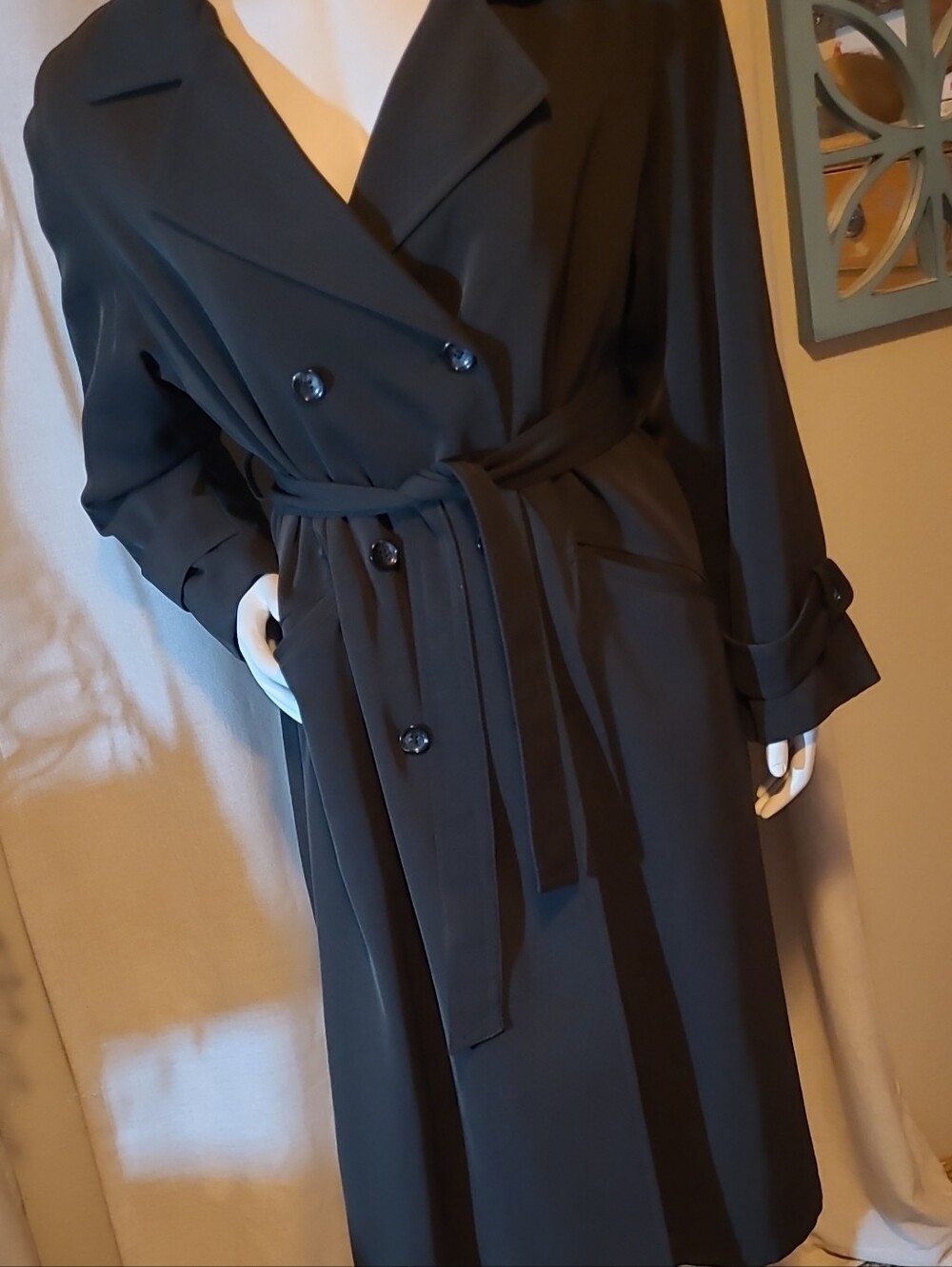 Women's Black Trench Coat with Belt